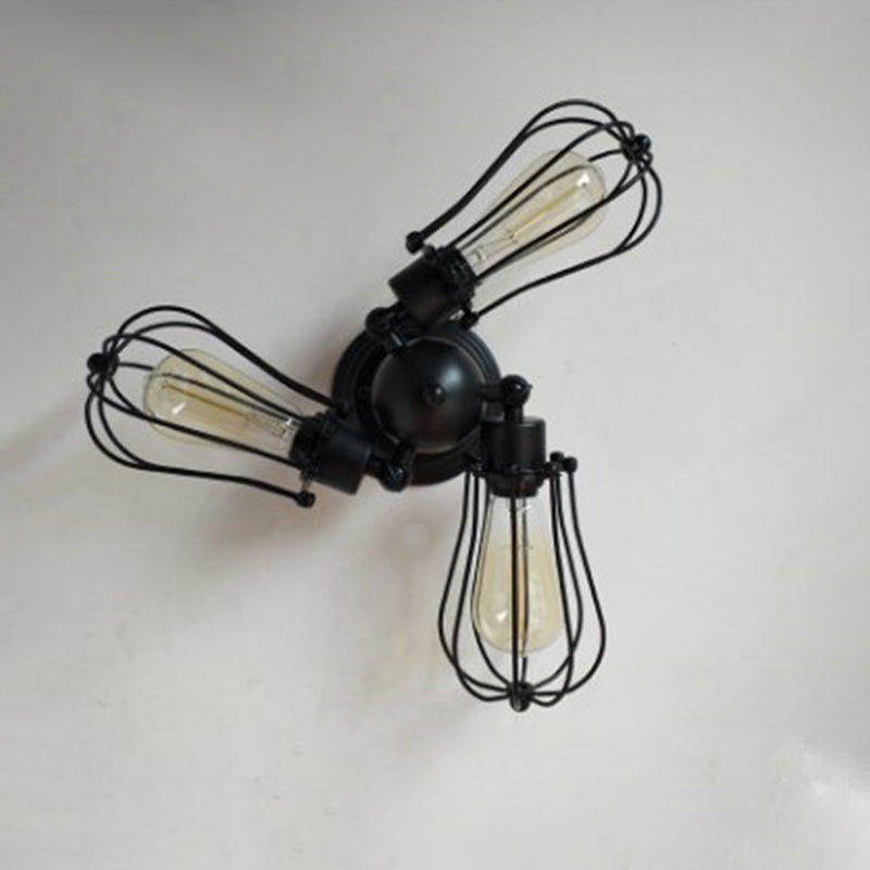 Sputnik Metal Semi Flush Candelier Industrial dormitorio Semi Flush Mount Lighture en negro