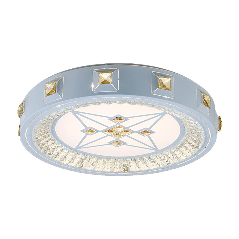 Lumière encastrée en cristal concave blanche style moderne sculpté fleur / soleil / lampe de plafond LED lambs télécommande gradation continue / lampe 3 couleurs