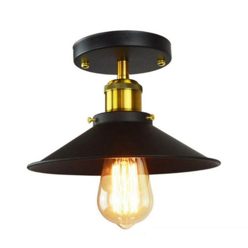 Cono negro Semi Flush Montaje Ligero Ligero de metal industrial Metal Semi-Flush Techo de techo de montaje