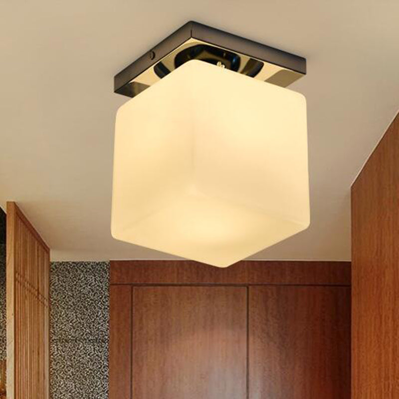 Aisle Ceiling Mount Light Fixture Simplistic White Ceiling Light with Square Shade