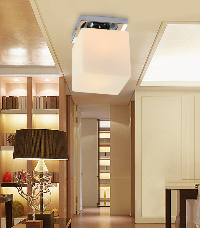 Aisle Ceiling Mount Light Fixture Simplistic White Ceiling Light with Square Shade