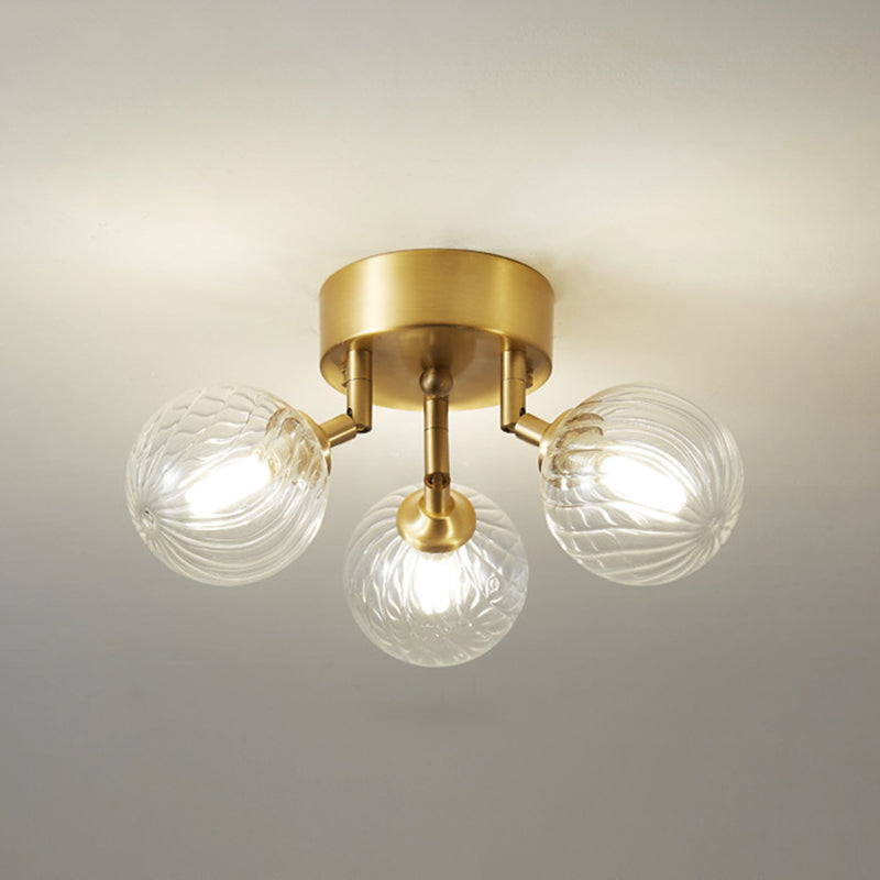 Kugelglas Halbflush Mount Deckenleuchte moderne goldene Halbblöcke Deckenleuchte