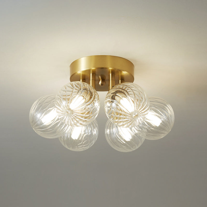 Sferisch glas semi -spoelbevestiging plafondlicht modern gouden semi -spoelplafondlamplicht