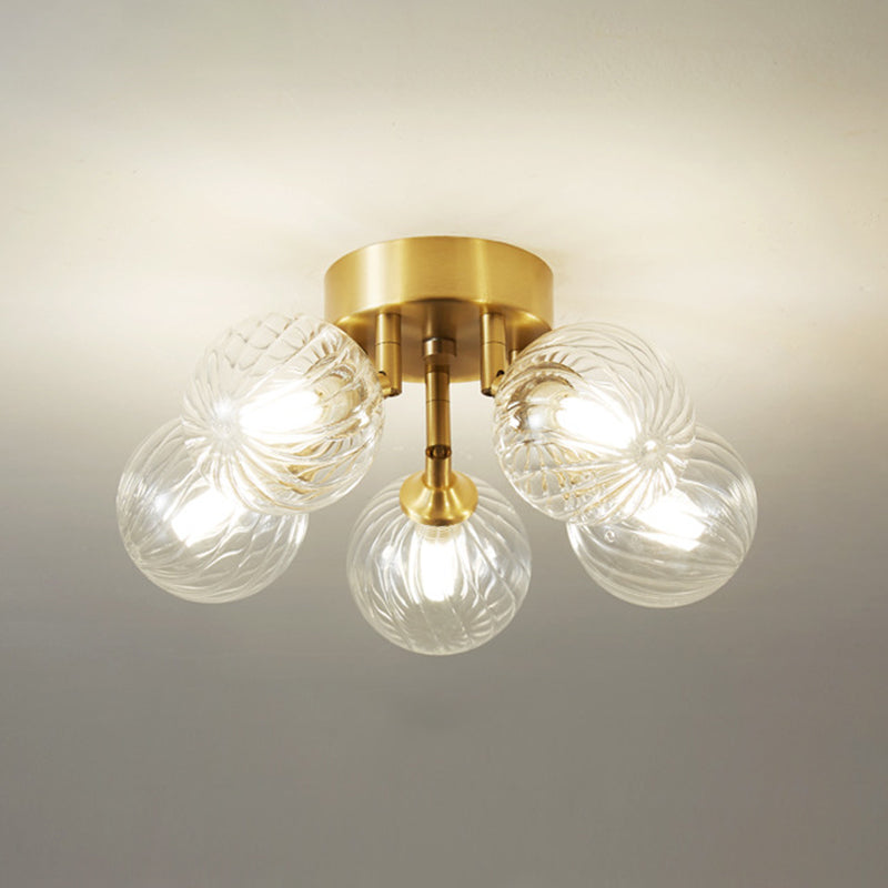 Verre sphérique Semi Flush Mount Light Plafond Modern Gold Semi Flush Plafond Lightture