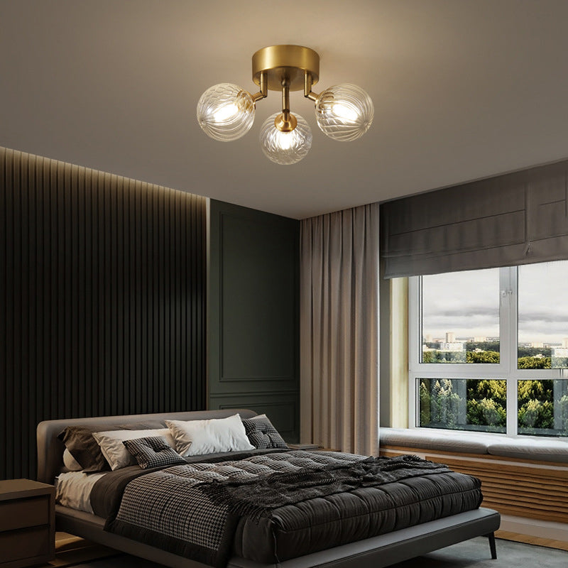 Spherical Glass Semi Flush Mount Ceiling Light Modern Gold Semi Flush Ceiling Light Fixture