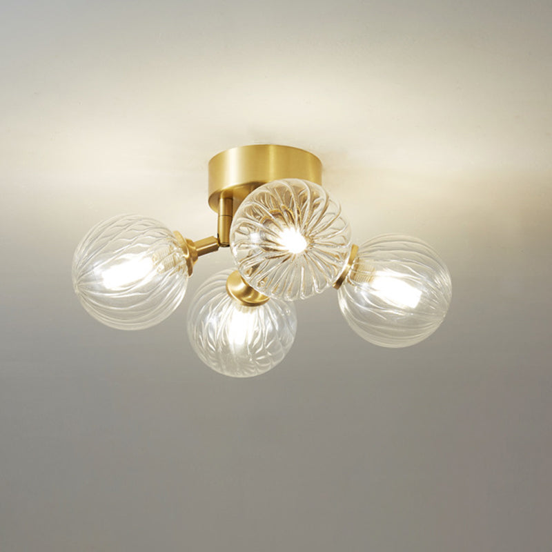 Verre sphérique Semi Flush Mount Light Plafond Modern Gold Semi Flush Plafond Lightture