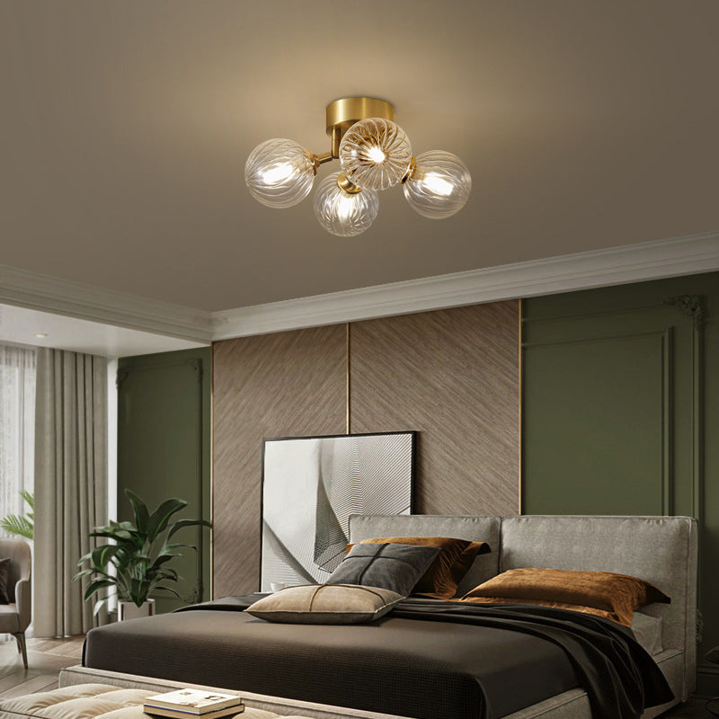 Verre sphérique Semi Flush Mount Light Plafond Modern Gold Semi Flush Plafond Lightture