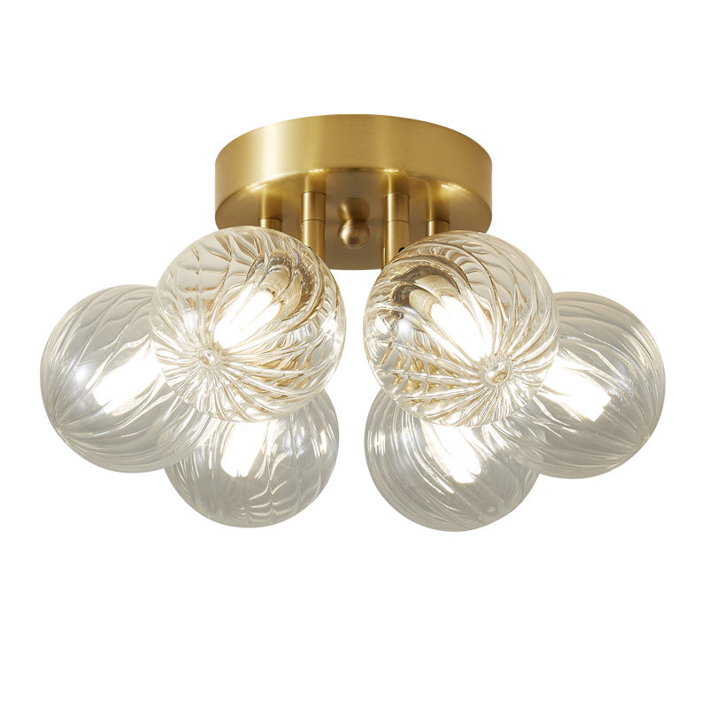 Spherical Glass Semi Flush Mount Ceiling Light Modern Gold Semi Flush Ceiling Light Fixture