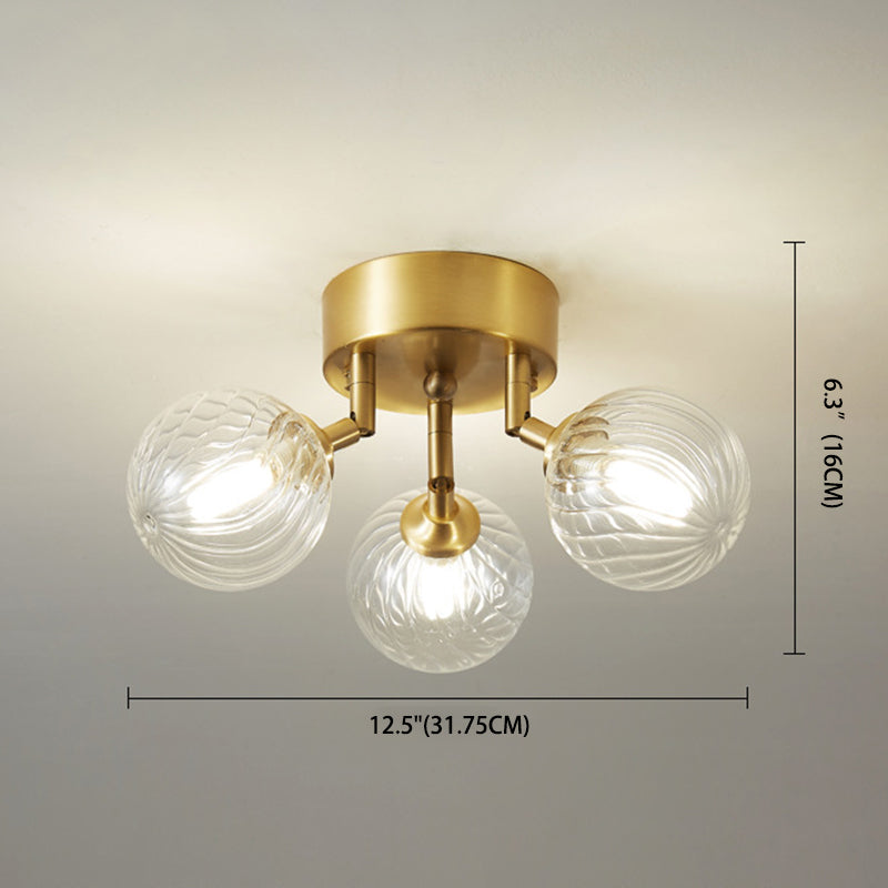 Spherical Glass Semi Flush Mount Ceiling Light Modern Gold Semi Flush Ceiling Light Fixture