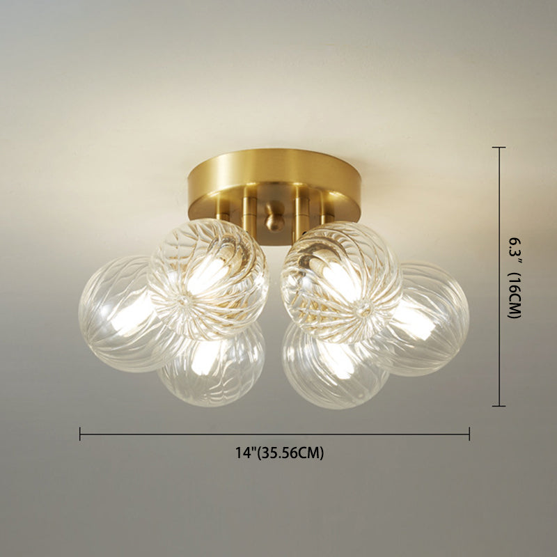 Verre sphérique Semi Flush Mount Light Plafond Modern Gold Semi Flush Plafond Lightture