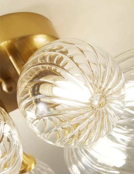 Spherical Glass Semi Flush Mount Ceiling Light Modern Gold Semi Flush Ceiling Light Fixture