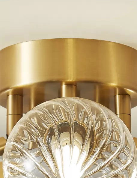 Kugelglas Halbflush Mount Deckenleuchte moderne goldene Halbblöcke Deckenleuchte