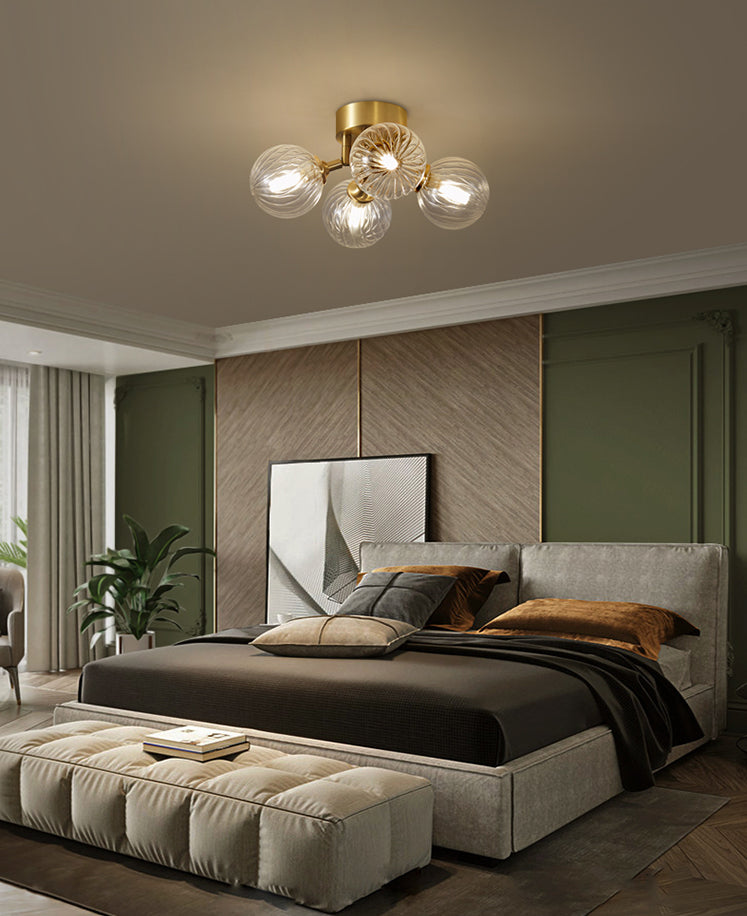 Spherical Glass Semi Flush Mount Ceiling Light Modern Gold Semi Flush Ceiling Light Fixture