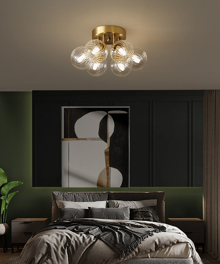 Verre sphérique Semi Flush Mount Light Plafond Modern Gold Semi Flush Plafond Lightture