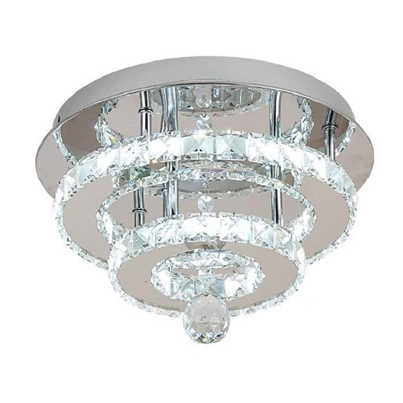 Chrome Circular Close to Ceiling Lighting Modern LED Crystal Close to Ceiling Light