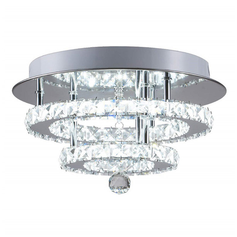 Chrome Circular Close to Ceiling Lighting Modern LED Crystal Close to Ceiling Light