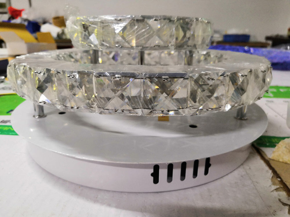 Chrome Circular Close to Ceiling Lighting Modern LED Crystal Close to Ceiling Light