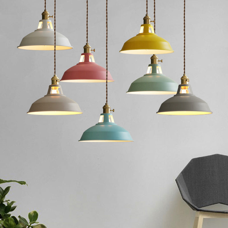 Macarons Industrial Barn Shade Pendant Licht metaal 1-licht hangerverlichting voor restaurant