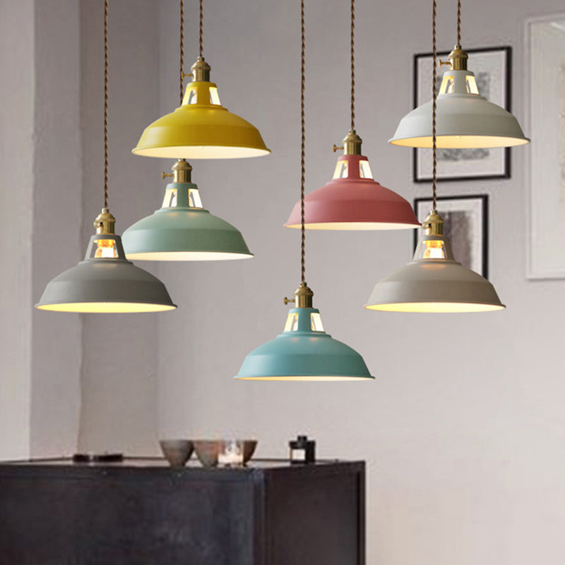 Macarons Industrial Barn Shade Pendant Licht metaal 1-licht hangerverlichting voor restaurant