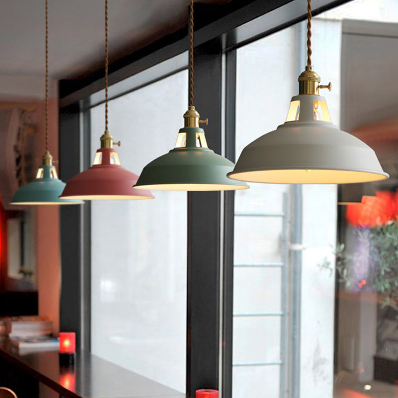 Macarons Industrial Barn Shade Pendant Licht metaal 1-licht hangerverlichting voor restaurant