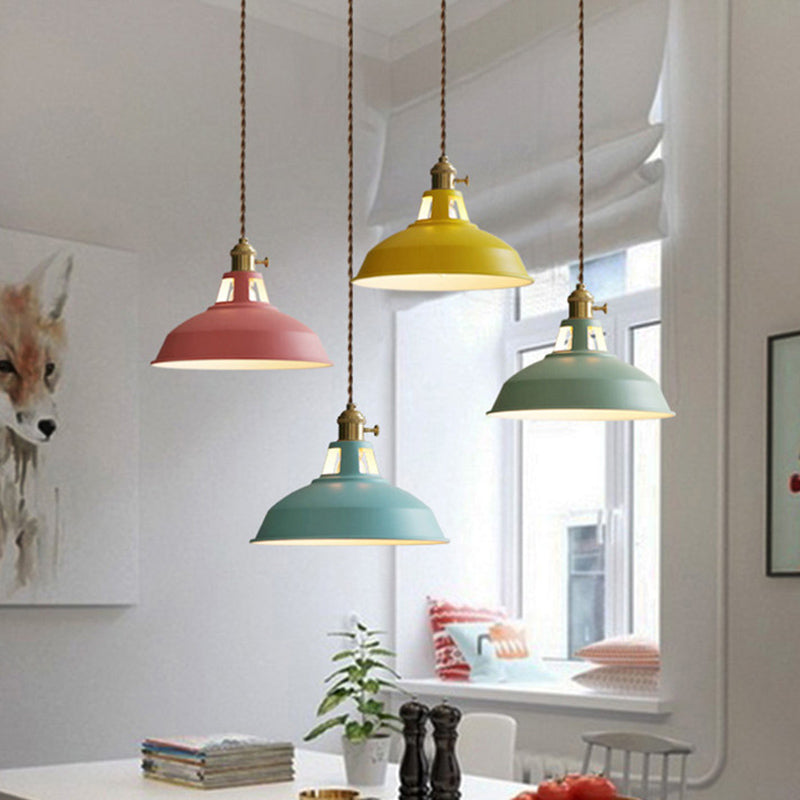 Macarons Industrial Barn Shade Pendant Licht metaal 1-licht hangerverlichting voor restaurant