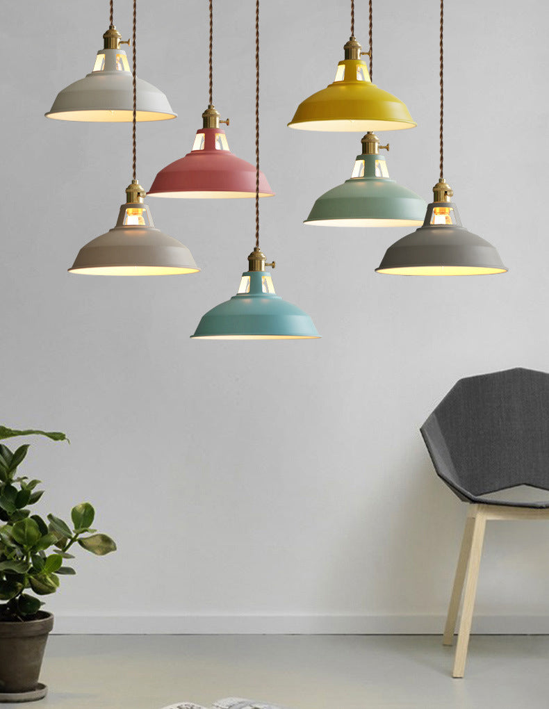 Macarons Industrial Barn Shade Pendant Licht metaal 1-licht hangerverlichting voor restaurant