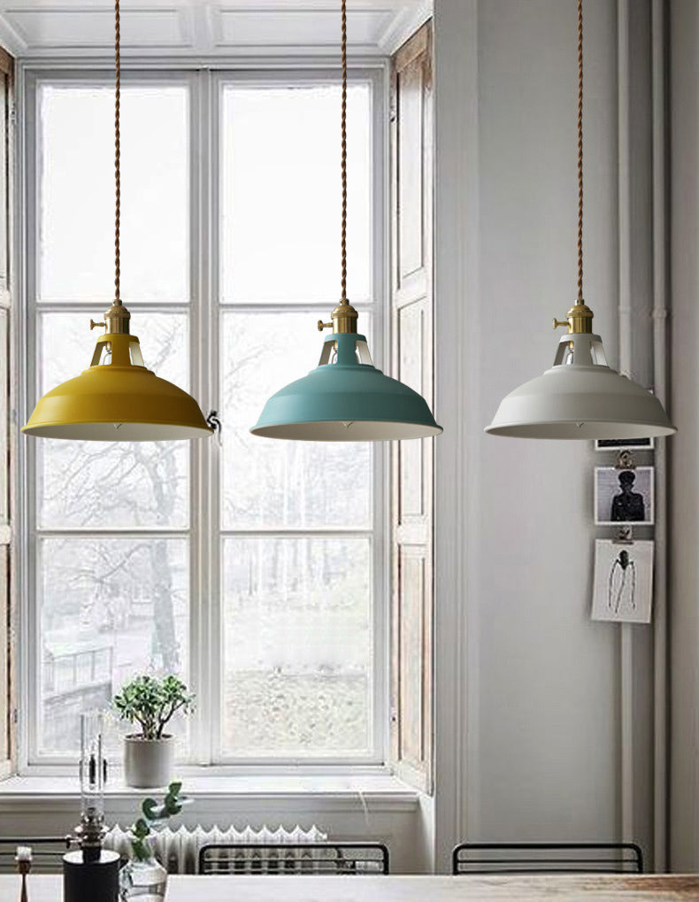 Macarons Industrial Barn Shade Pendant Licht metaal 1-licht hangerverlichting voor restaurant