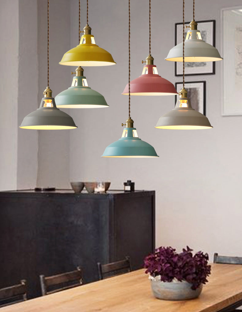 Macarons Industrial Barn Shade Pendant Licht metaal 1-licht hangerverlichting voor restaurant