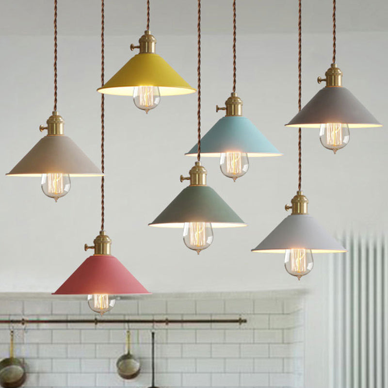 Metaal taps toelopend hangende licht Noordse moderne stijl 1 lichte restaurant plafond hanglamp