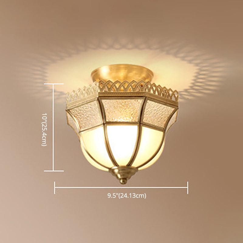 Brass Semi Flush Mount Ceiling Light Traditional Glass Shaded Semi Flush Mount Light