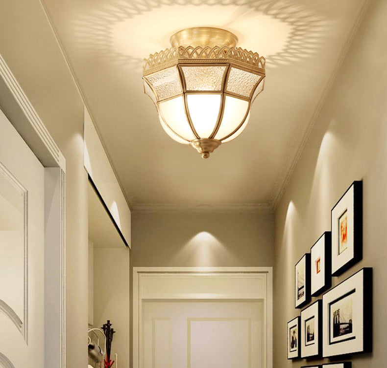 Brass Semi Flush Mount Ceiling Light Traditional Glass Shaded Semi Flush Mount Light