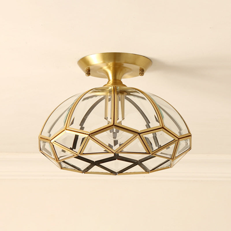 Aiscle biseauté Semi Flush Mount Éclairage Classic Style Glass Brass Semi Flush Light Light