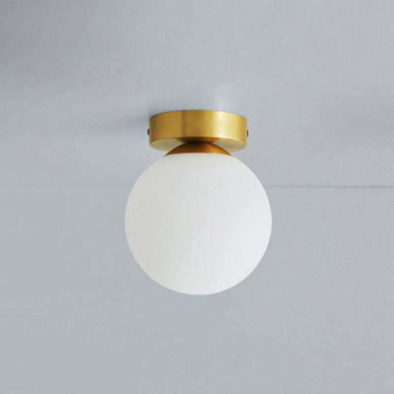 Aisle Flush Mount Lighting Simplistic White Flush Ceiling Light Fixture with Globe Glass Shade