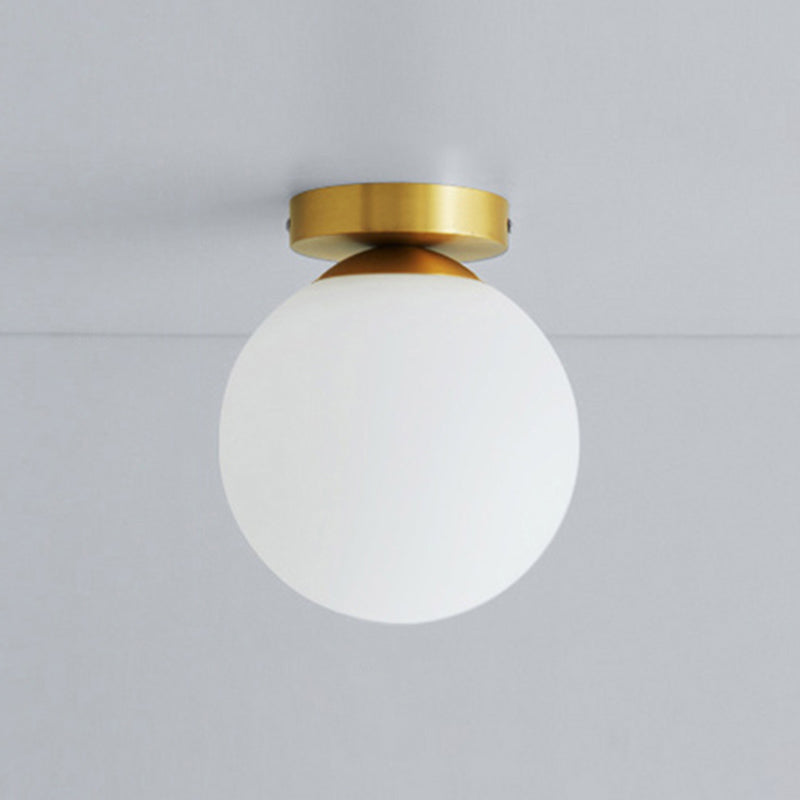 Aisle Flush Mount Lighting Simplistic White Flush Ceiling Light Fixture with Globe Glass Shade