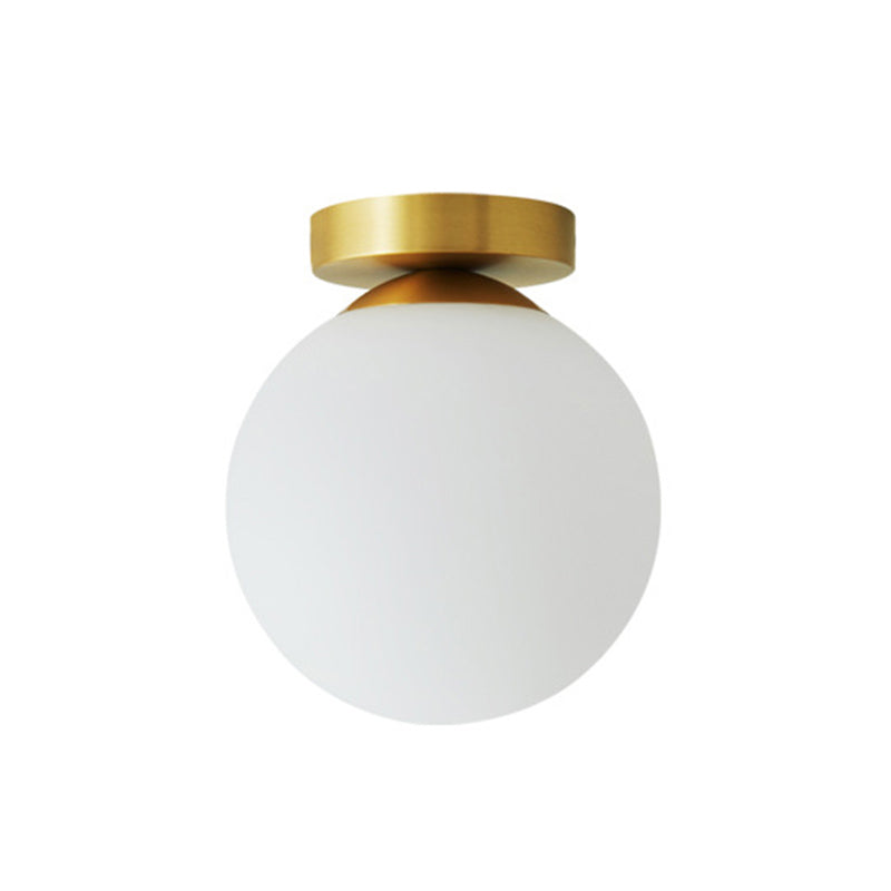 Aisle Flush Mount Lighting Simplistic White Flush Ceiling Light Fixture with Globe Glass Shade