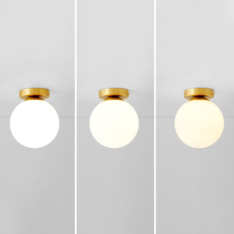 Aisle Flush Mount Lighting Simplistic White Flush Deckenleuchte mit Globe Glass Shade