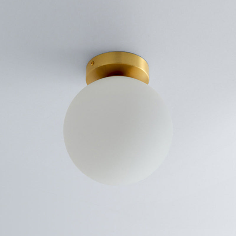 Aisle Flush Mount Lighting Simplistic White Flush Ceiling Light Fixture with Globe Glass Shade