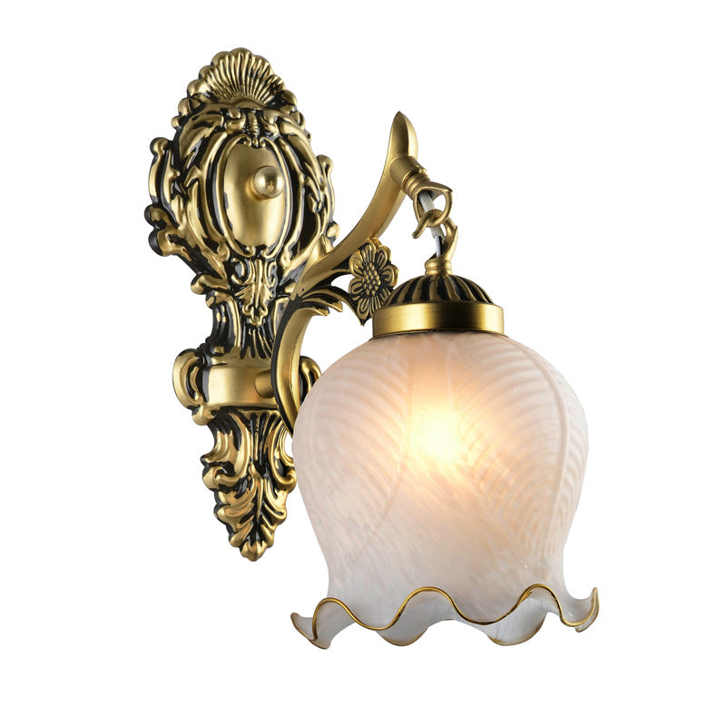 Traditional Classical Style Armed Vanity Wall Sconce Glass Vanity Lamp