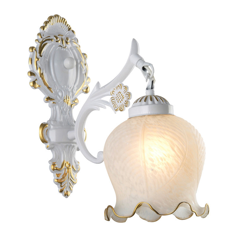 Traditional Classical Style Armed Vanity Wall Sconce Glass Vanity Lamp