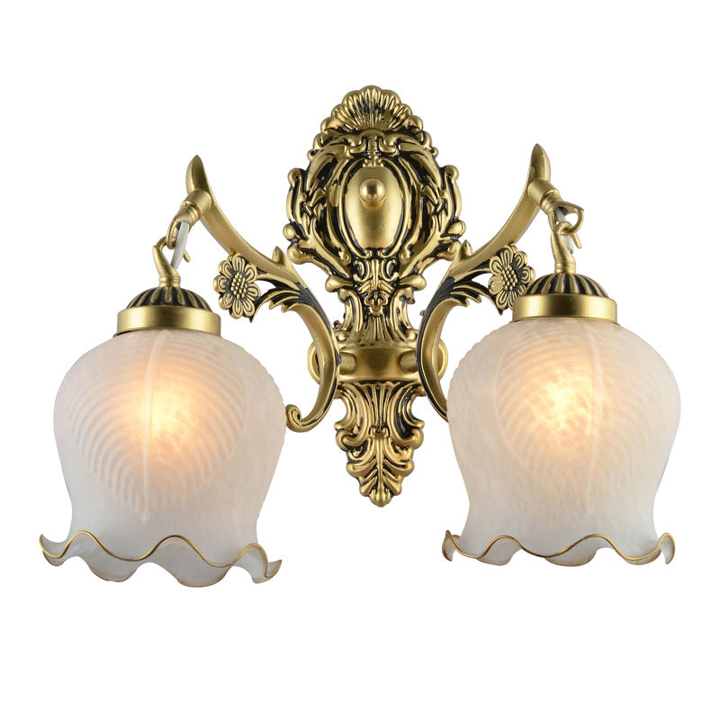 Traditional Classical Style Armed Vanity Wall Sconce Glass Vanity Lamp