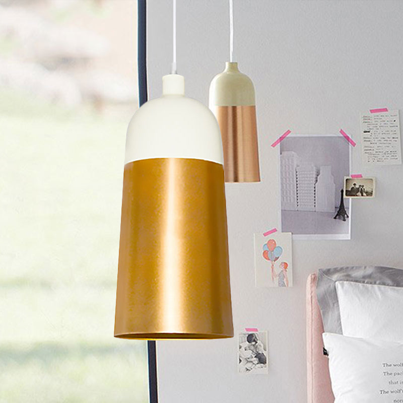 Modern Gold Hanging Lamp with Dome Shade 1 Head Metal Ceiling Pendant Light for Bedroom