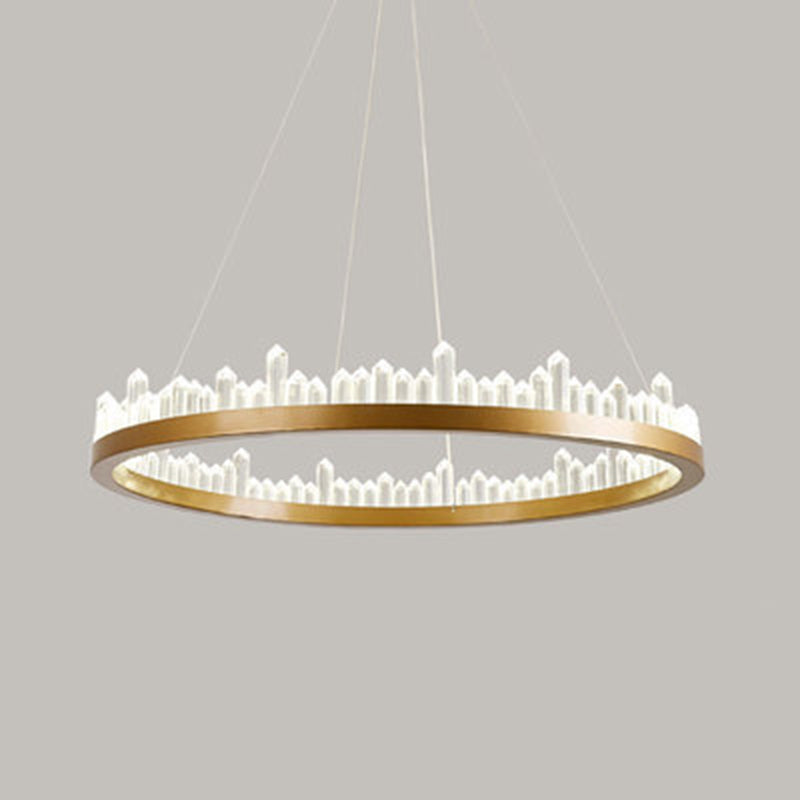 Postmoderne Simplicity Circular Plafond lustre Crystal Hanging Light avec cordon suspendu pour le salon