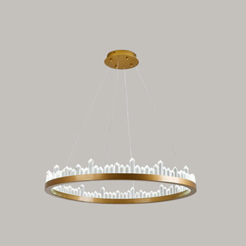 Postmoderne Simplicity Circular Plafond lustre Crystal Hanging Light avec cordon suspendu pour le salon