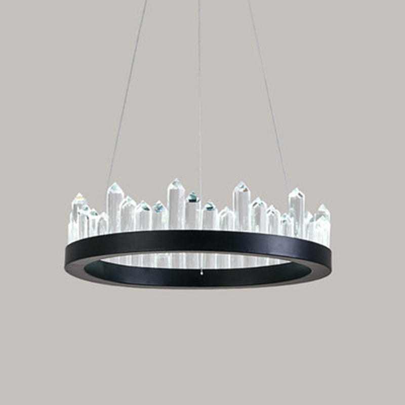 Postmoderne Simplicity Circular Plafond lustre Crystal Hanging Light avec cordon suspendu pour le salon