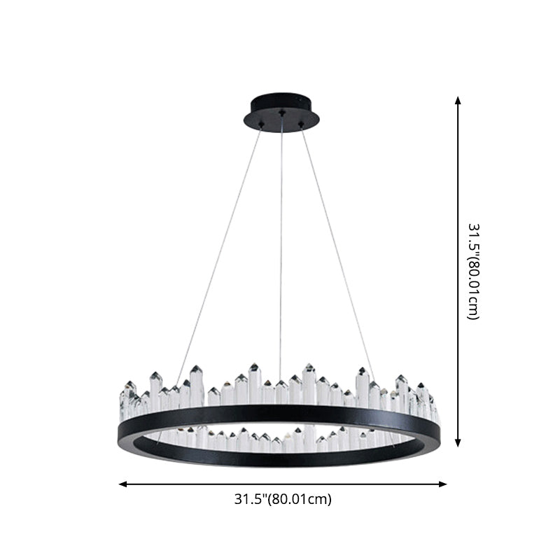 Postmoderne Simplicity Circular Plafond lustre Crystal Hanging Light avec cordon suspendu pour le salon