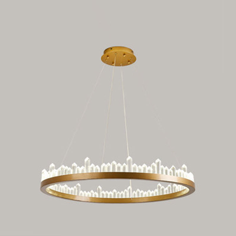 Postmoderne Simplicity Circular Plafond lustre Crystal Hanging Light avec cordon suspendu pour le salon