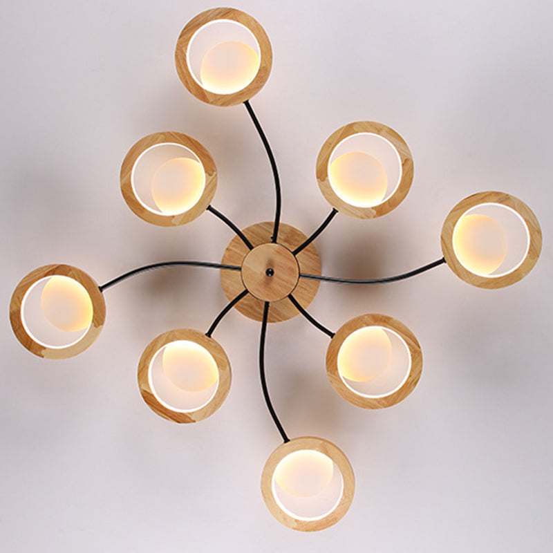 Cerchio di legno semifulcolta semifulgolingo moderno a LED LED SEMI FLUSH LAMO