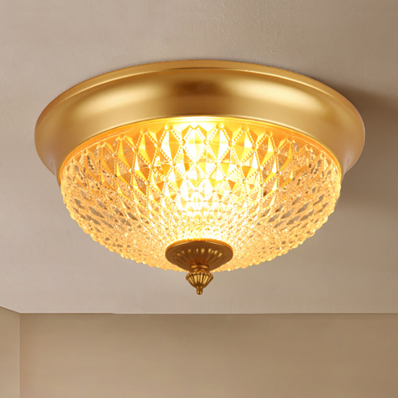 Dome Bedroom Flush Monte Light Colonial Reticice Glass 2 Bulbi Brass Close to Massimale Lighting Fixture