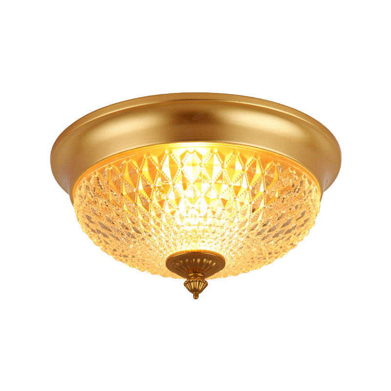 Dome Bedroom Flush Monte Light Colonial Reticice Glass 2 Bulbi Brass Close to Massimale Lighting Fixture