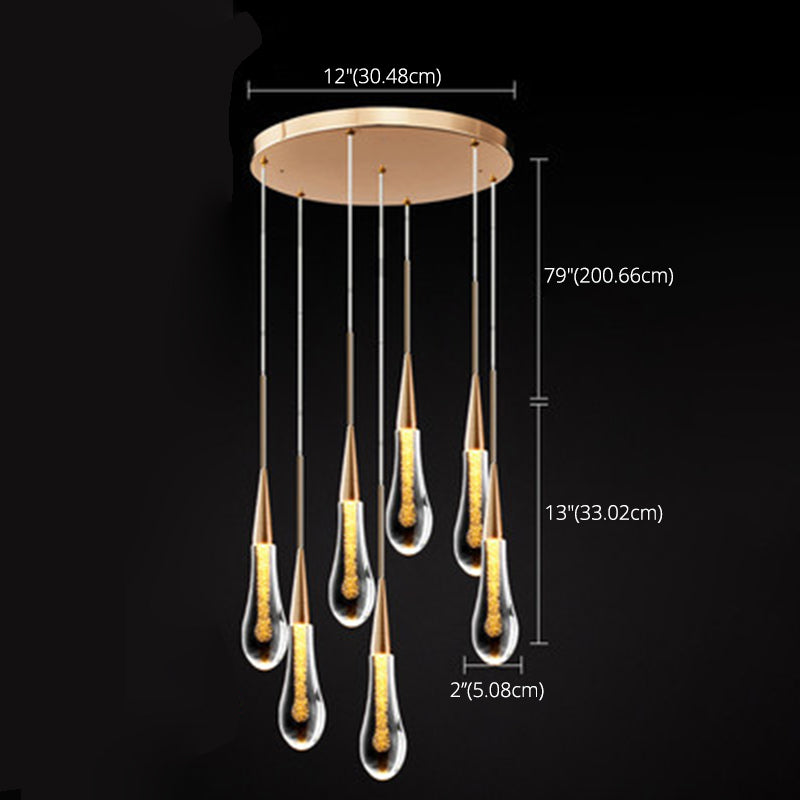 Droplet Multi Ceiling Light Contemporary Crystal Cluster Pendant Light with Hanging Cord for Restaurant